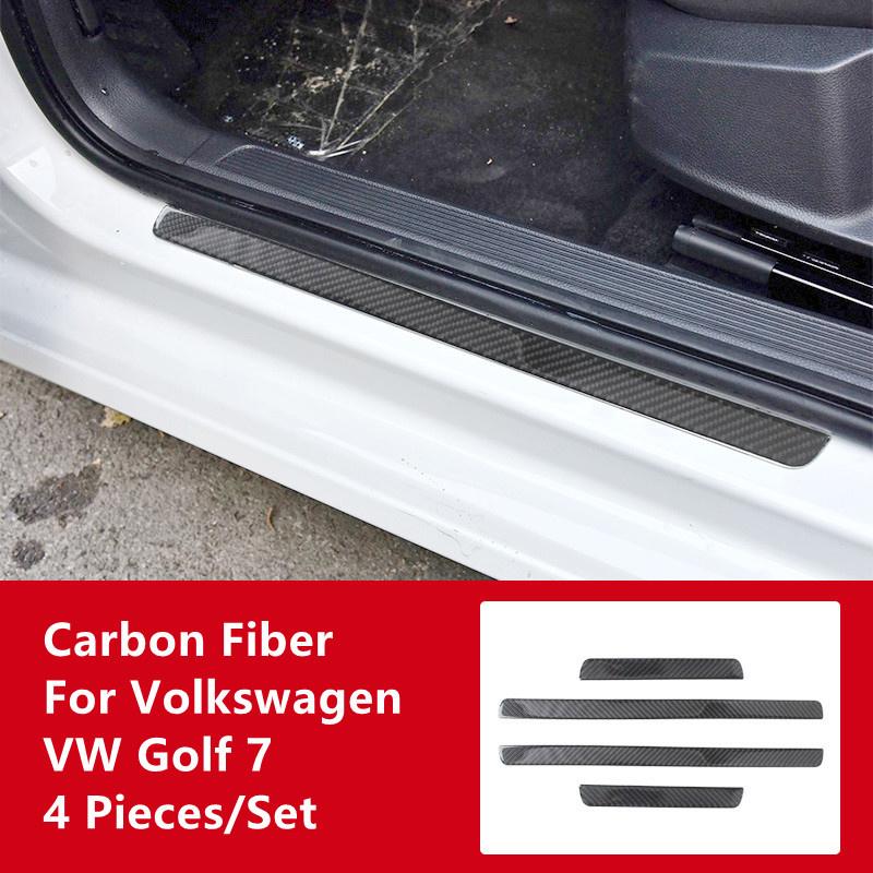 

Углеродное волокно, модификация порога автомобиля, накладка, декоративные полосы, декоративные наклейки для Volkswagen VW Golf 7, интерьер чёрный
