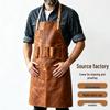 Waterproof PU Leather Apron with Multi-functional Pockets and Custom Logo