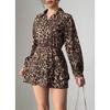 Women's 2026 Spring Winter Leopard Print Satin Dress with Elastic Waist and Slimming Effect