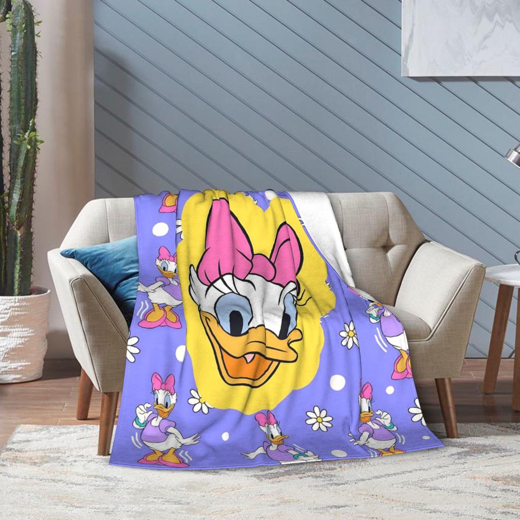 Funny Cute Daisy Duck Blanket Multiple Sizes Warm Cozy Fluffy Throw Blankets for Sofa Couch and Bed