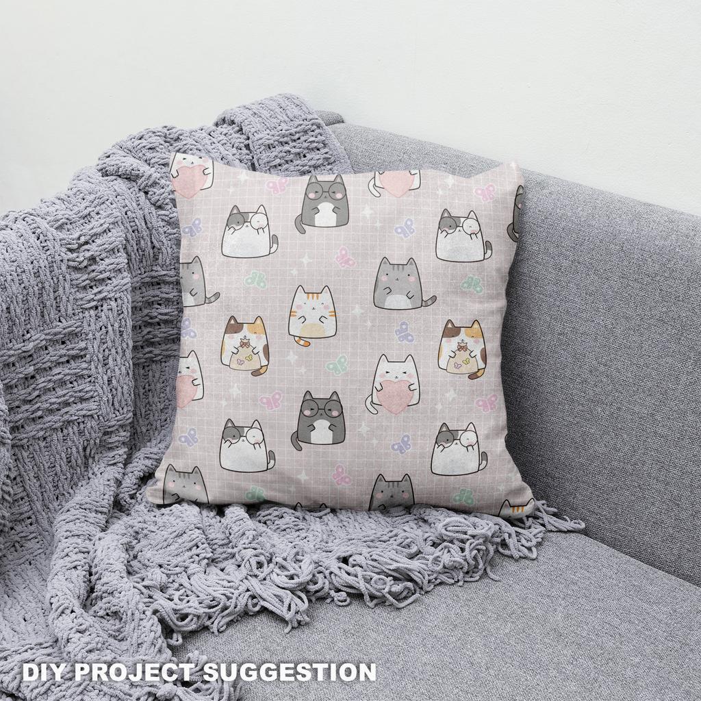 Royal Samt Stoff Polyester Zum Nähen - Motiv Katzen Und Schmetterlinge