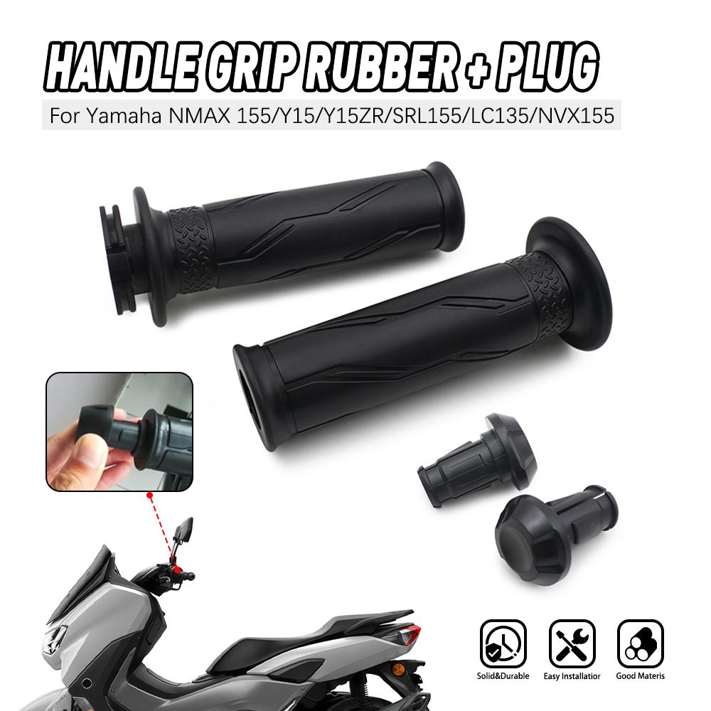 For YAMAHA NMAX 155 Y15 Y15ZR SRL115 LC135 NVX155 7/8" 22mm Motorcycle Hand Grips Rubber Gel Grip with Bar End Plug