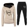 Spring and Autumn Winter Casual Sportswear Set with Love Letter Printed Women's Hoodie and Sweatshirt Set Trendy