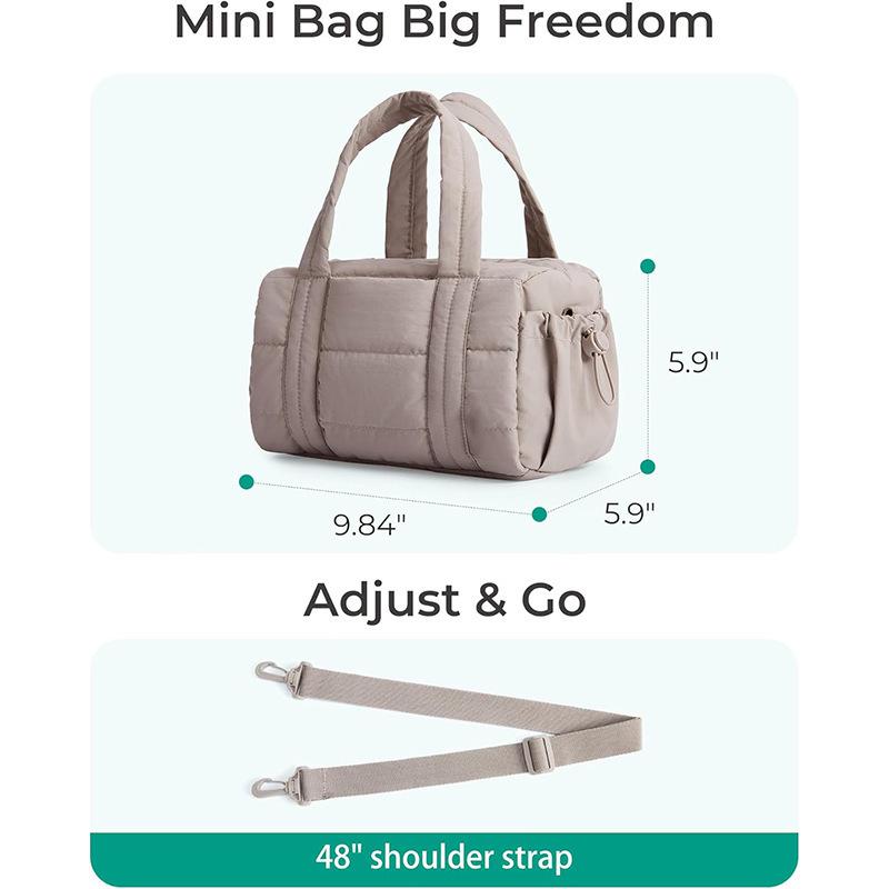 Gesteppte Damen Mini Sporttasche mit abnehmbarem Umhängegurt