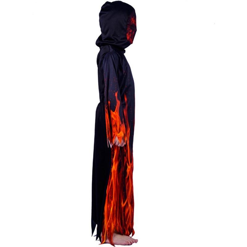 Kinder Halloween Flammen-Kobold Robe Cosplay Bühnenparty Kostüm, Kinder Sensenmann Performance Kostüm