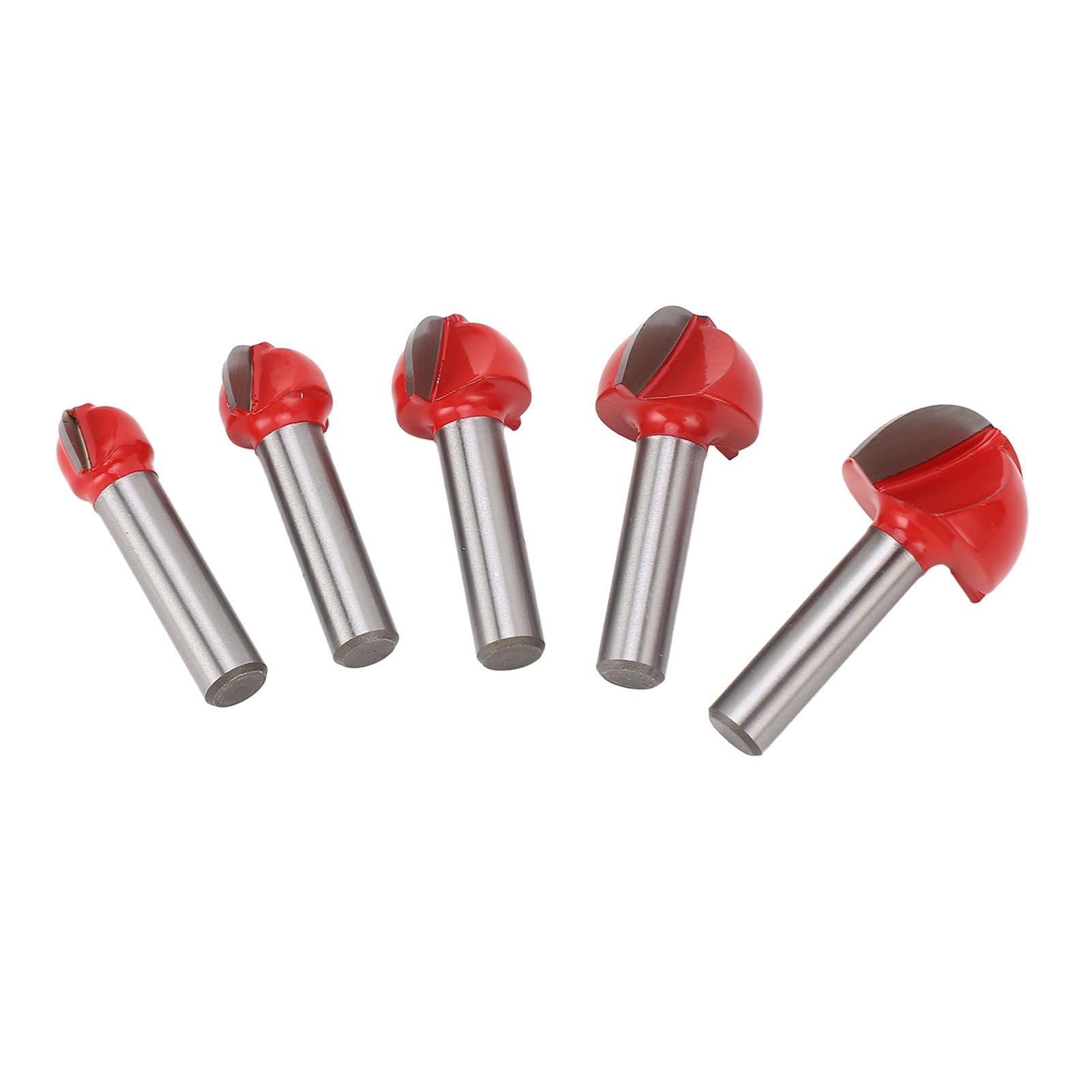 

5 Pcs Round Nose Router Bit 8mm Shank Carbide High Hardness Core Box Router Bit for Woodworking