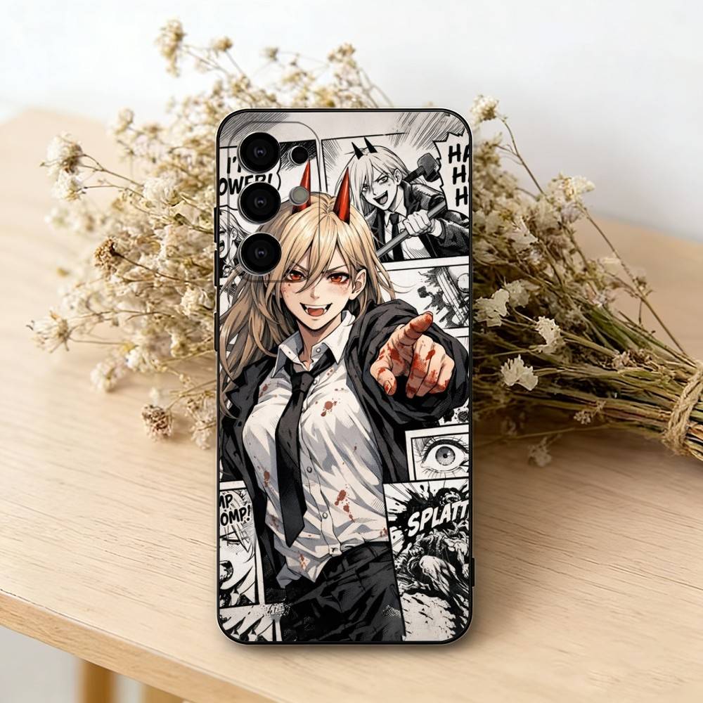 

Chainsaw-w Man P-Power Phone Case For Samsung S25,S24,S21,S22,S23,S30,Ultra,S20,Plus,Fe,Soft Silicone Black Cover Samsung S24