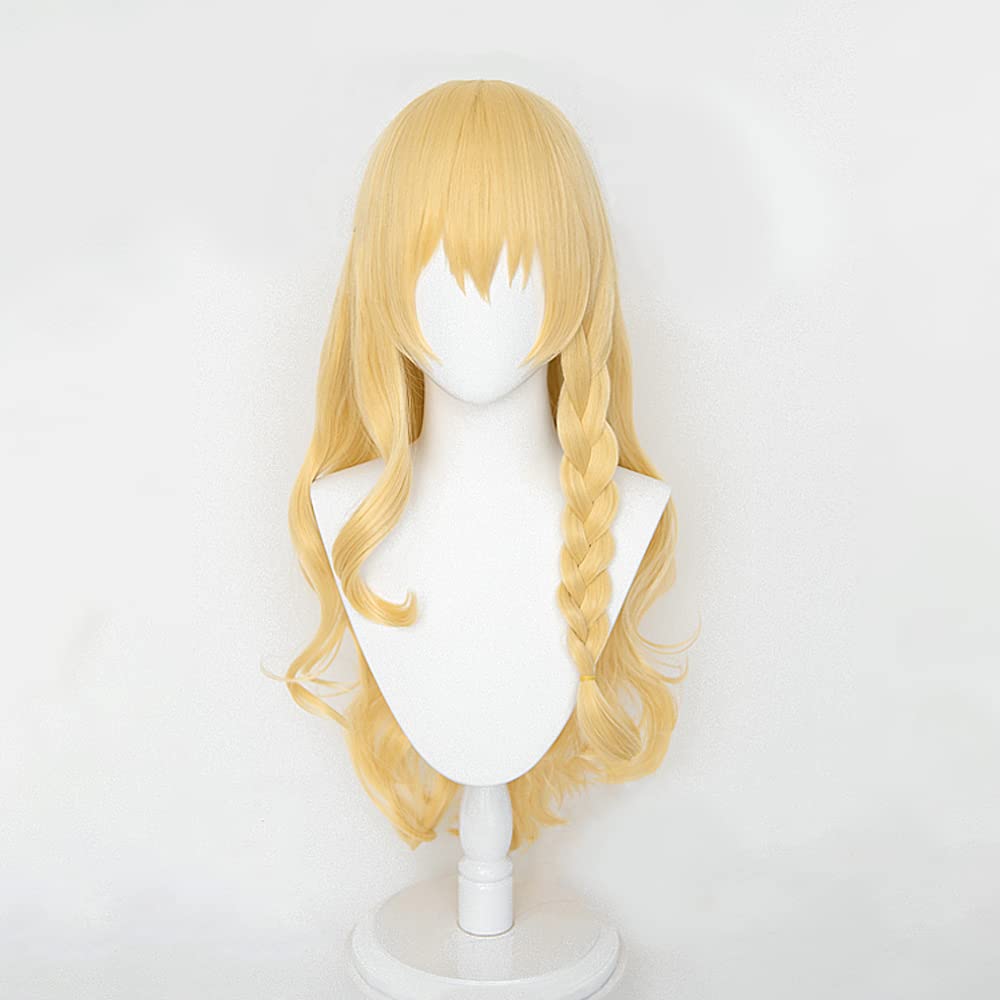 Cosplay Long Curly Disguise Cosplay Wig 3 Bonus Dedicated and Memo Pad Heat-resistant Wig, "Second Castle" Yellow, Hair, + Items Net, Hairpins,