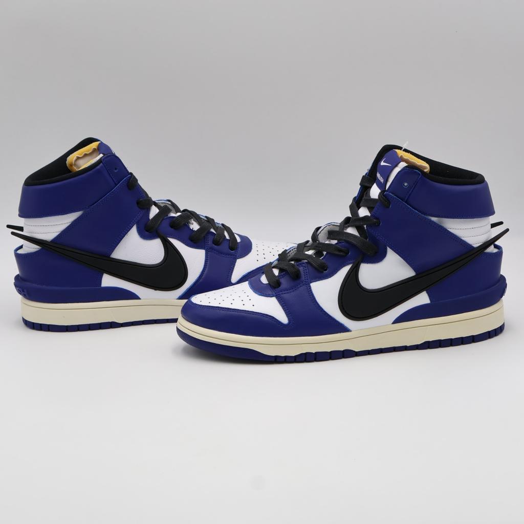 CU7544-400 Nike Dunk High AMBUSH Deep Royal Blue Pale Ivory White (Men's)