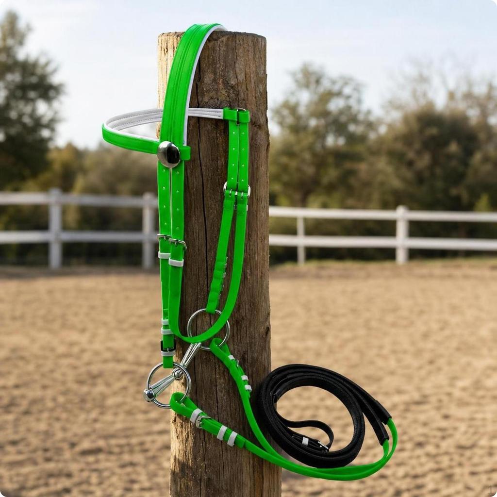 Adjustable Horse Bridle with Rein | NonSlip, Reins, for Stables 125MM Red