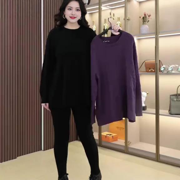

Women s Plus Size Spring Jacquard Sweater Top: Versatile, Loose, and Elastic Fit 4XL (180-200 jin)