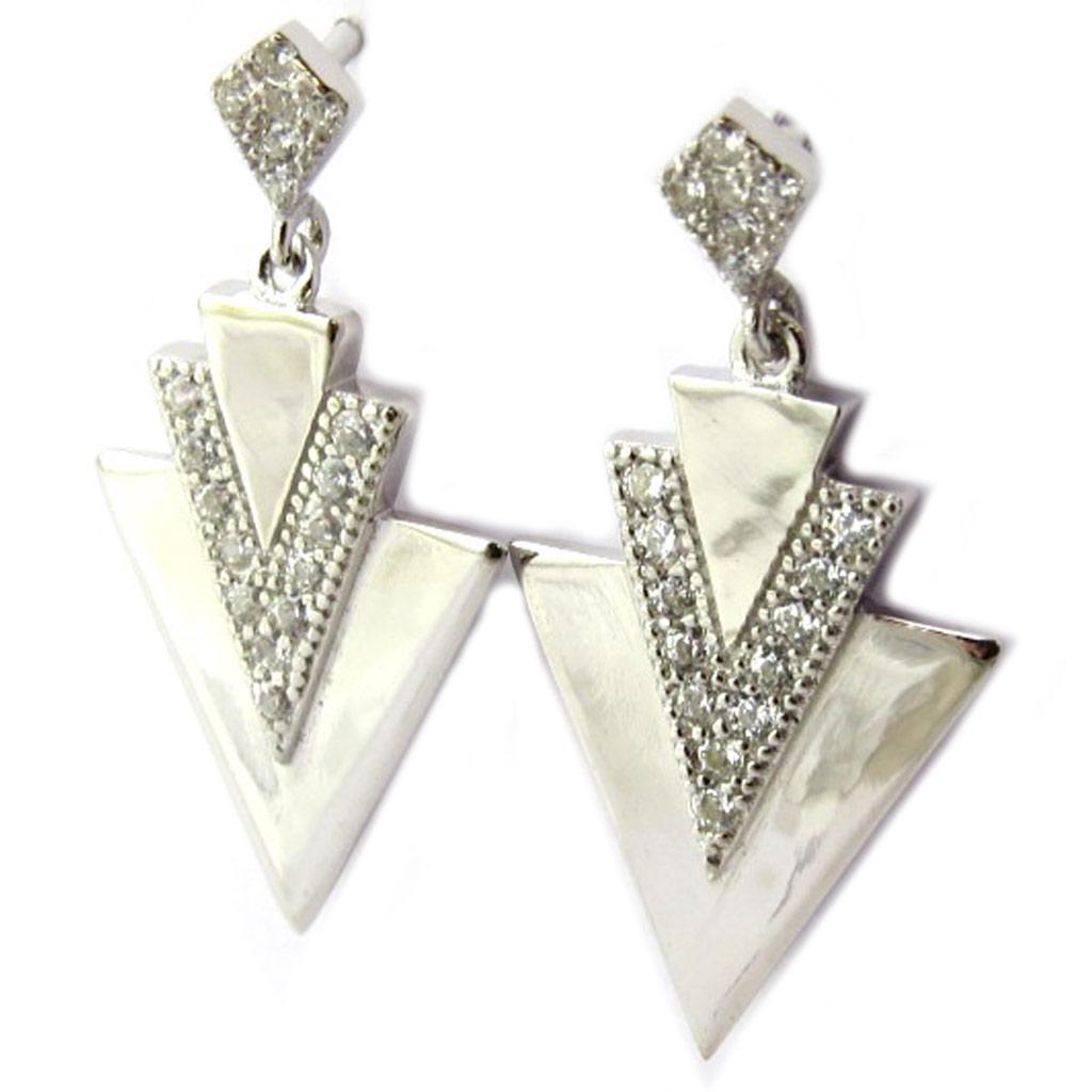 Les Trésors De Lily [P1248] - Boucles Argent 'Cléopatra' blanc argenté (rhodié) - 27x14 mm