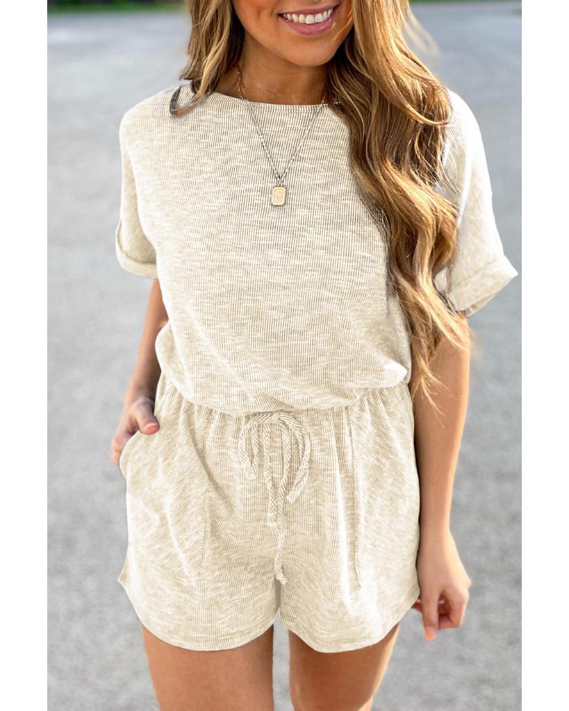 Azura Exchange Ribbed Elastic Waist Romper