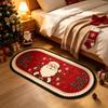 Christmas Faux Cashmere Bedside Runner Rug Soft Oval Living Room Coffee Table Carpet Non Slip Bedroom Mat