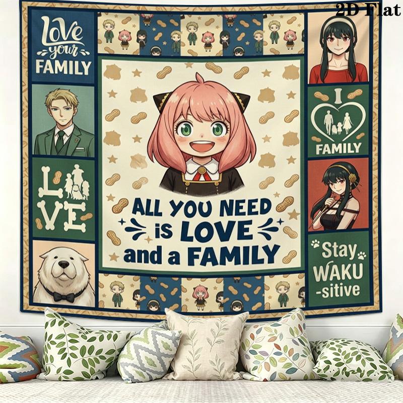 Spy Family Wall Tapestry Aesthetic Wall Hanging Printed Fabric Blanket Decorative Tapestries For Bedroom Living Room Home Decor