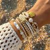 Bohemian Elegant White Gold Color Beaded Bracelet for Women Sea Turtle Cowrie Shell Charm Summer Beach Party Jewelry Gift