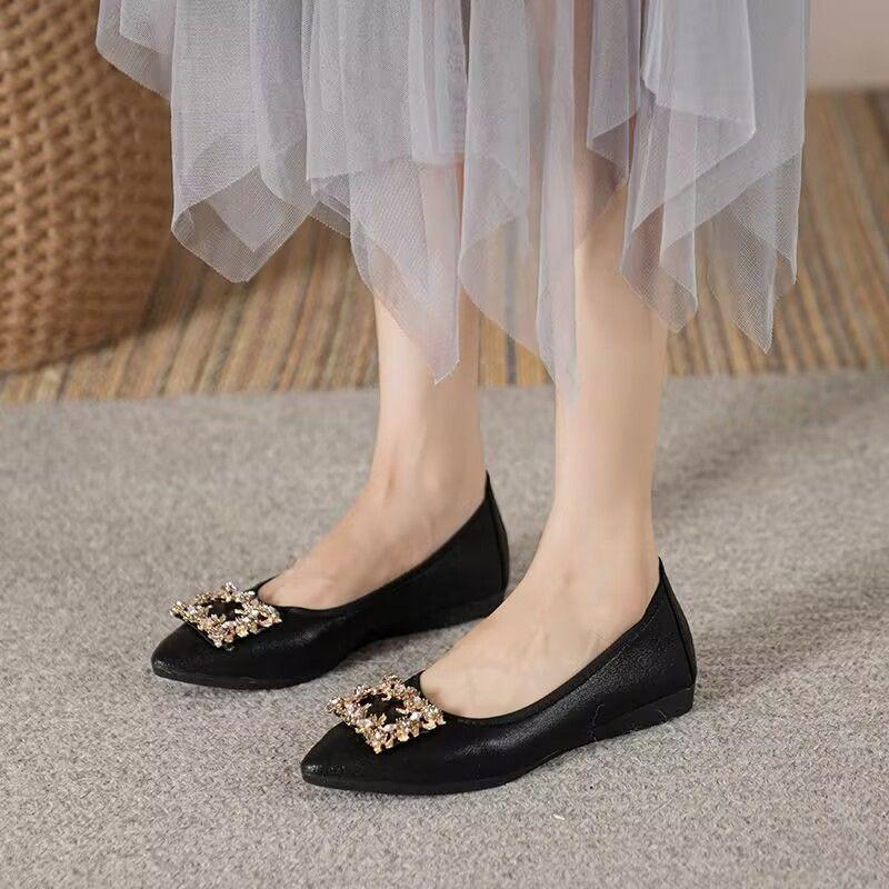 Pointed Toe Slip-on Rhinestone Shoes for Women Korean Style Spring Offer Low Price Casual High Quality Fashion Young Woman Flats