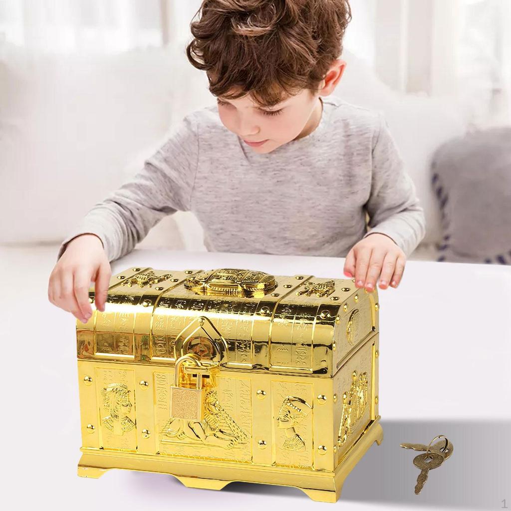 Treasure Chest Box for Kids Adventurous with Lock Pirate Halloween