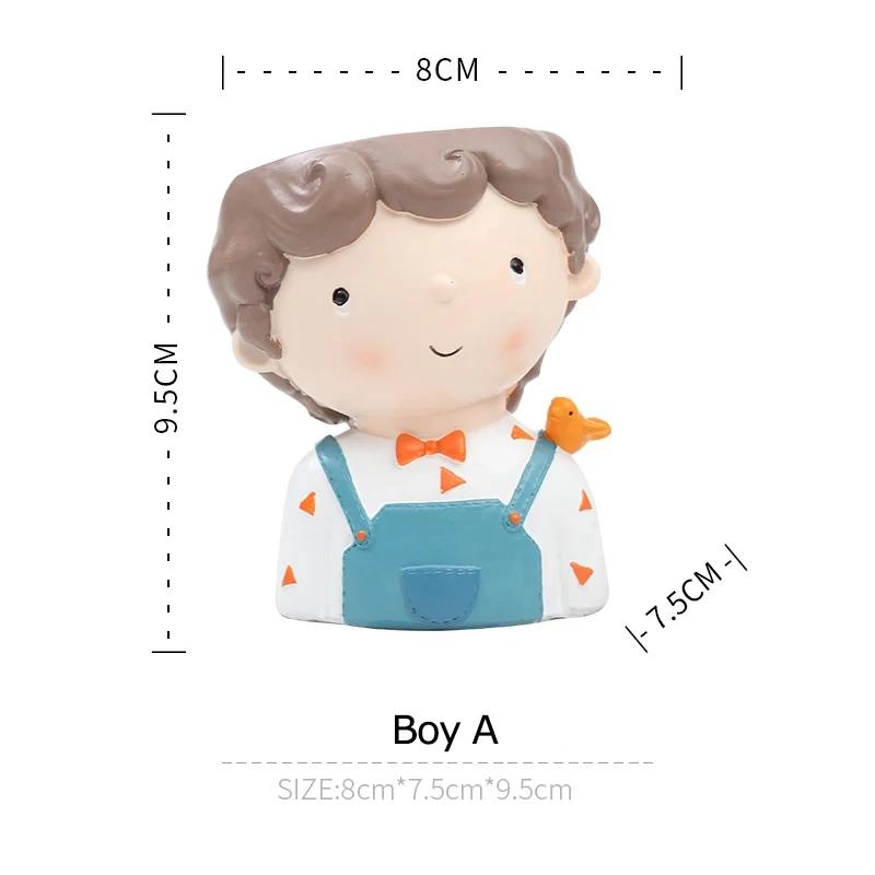 

Little Boy Planter for Succulents Plants, Mini Portrait Flower Pots, Fairy Garden Pot Figurines for Home Desktop Decoration