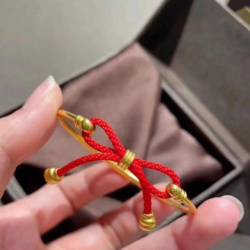 Armband mit Schleife, Serie „Altes Gesetz der Vererbung“ für Damen, koreanische Version, mit einem Sinn für Nischendesign, handgefertigtes gewebtes Sternzeichen-Jahresgeschenk aus Sandgold