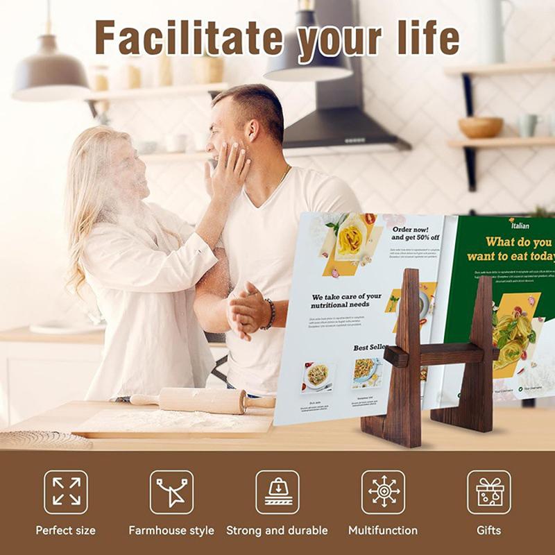 Wooden Recipe Book Stand Cd Record Plate Display Shelf Tabletop Photo Frame Ipad Rack Table Easel Cookbook Holder For Kitchen