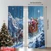2pcs 2D flat printing Merry Christmas Window Drapes Santa Sleigh Deer Night Polyester Fabric Without Electricity Spring for