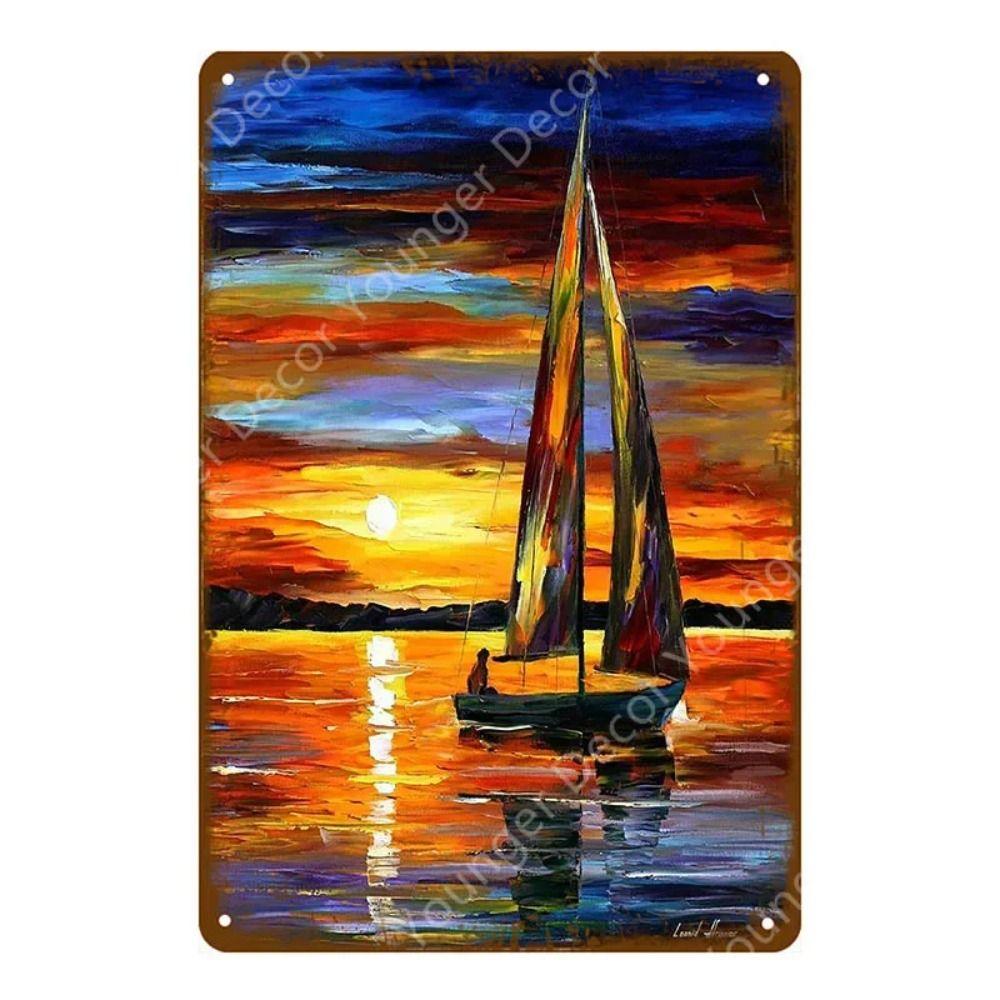 Metal Sign Vintage Sailboat Nautical Decor Maritime Gift Wall Art 20x30 Cm