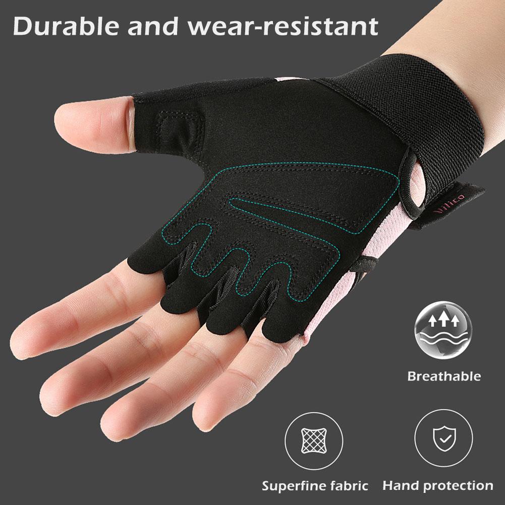 1 Pair Sports Fitness Half-Finger Gloves Breathable Back Design Non-Slip Prevent Calluses Gloves for Yoga and Outdoor Cycling