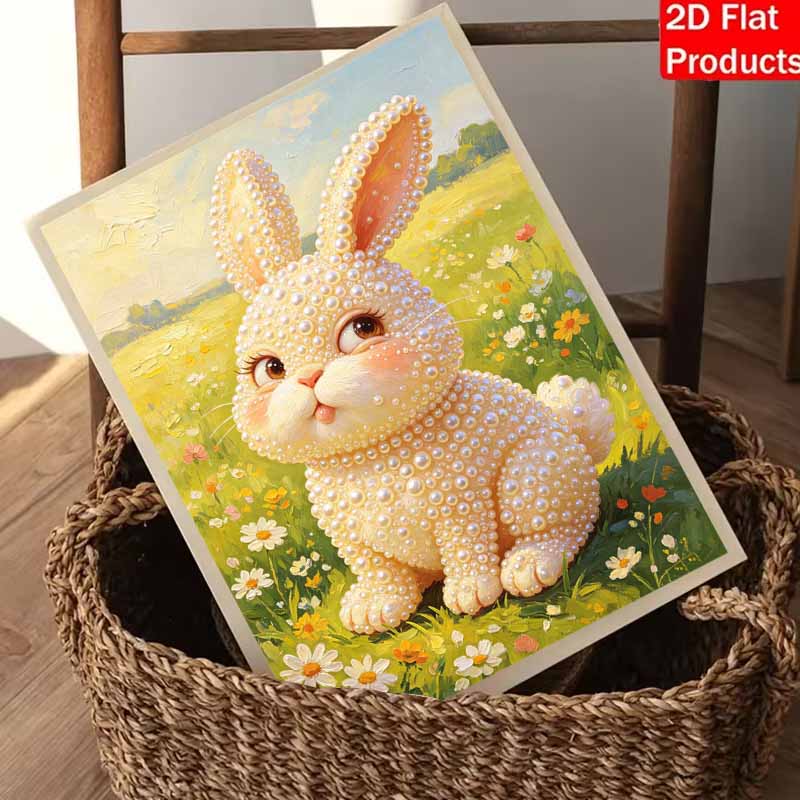Pearl painting kit cute rabbit floral meadow DIY home decoration painting
