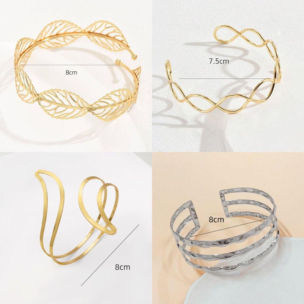 Gold Color Opening Arm Bracelet Metal Arm Bracelet Elegant Armband  Party Occasion
