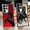 Black Horse Galloping Plating Phone Case For Samsung Galaxy S24 S25 FE S26 Edge S23 Ultra S22 S21 Plus S20 Anti-Fall Airabag Cov