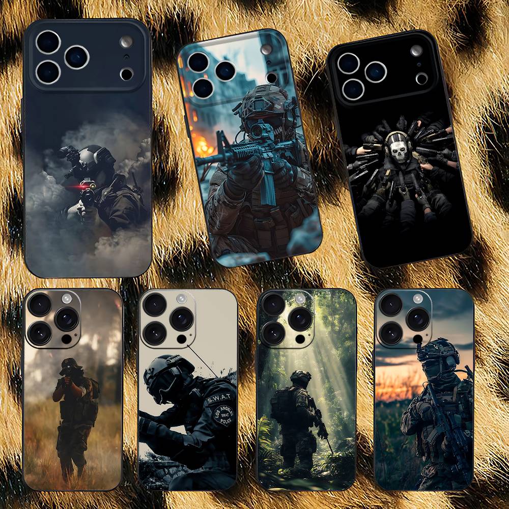 Army Special Forces Phone Case For iPhone 17,16,15,14,13,12,11,Pro,XS,Max,XR,Plus,E,SE4,Mini Black Soft Cover
