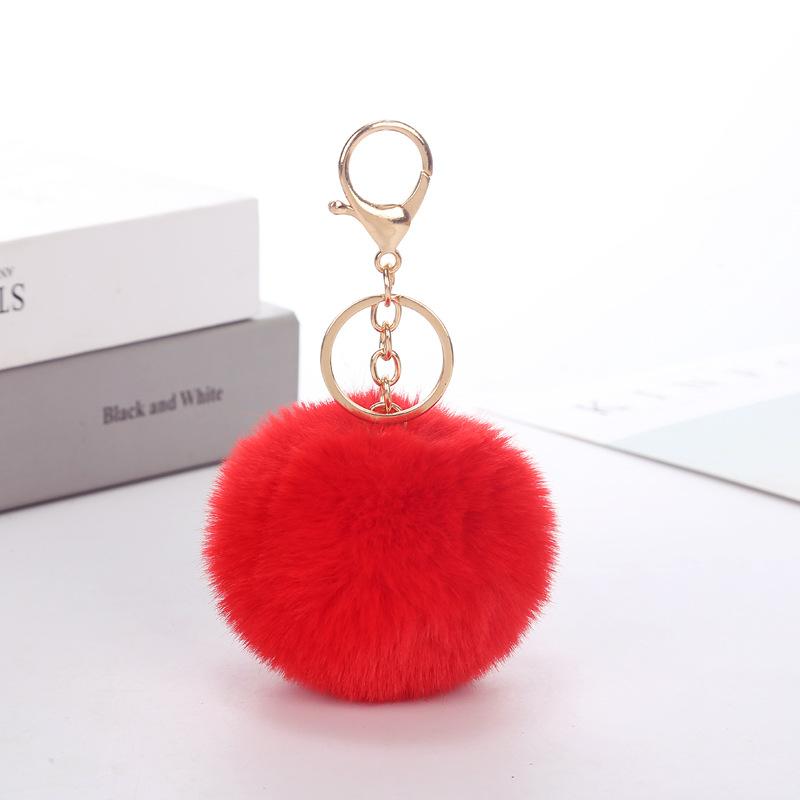 Schlüsselanhänger mit Kunsthasenfell-Bommel, Flauschiger Pompon-Taschenanhänger, Modisches Fellbommel-Accessoire für Damen-Taschen