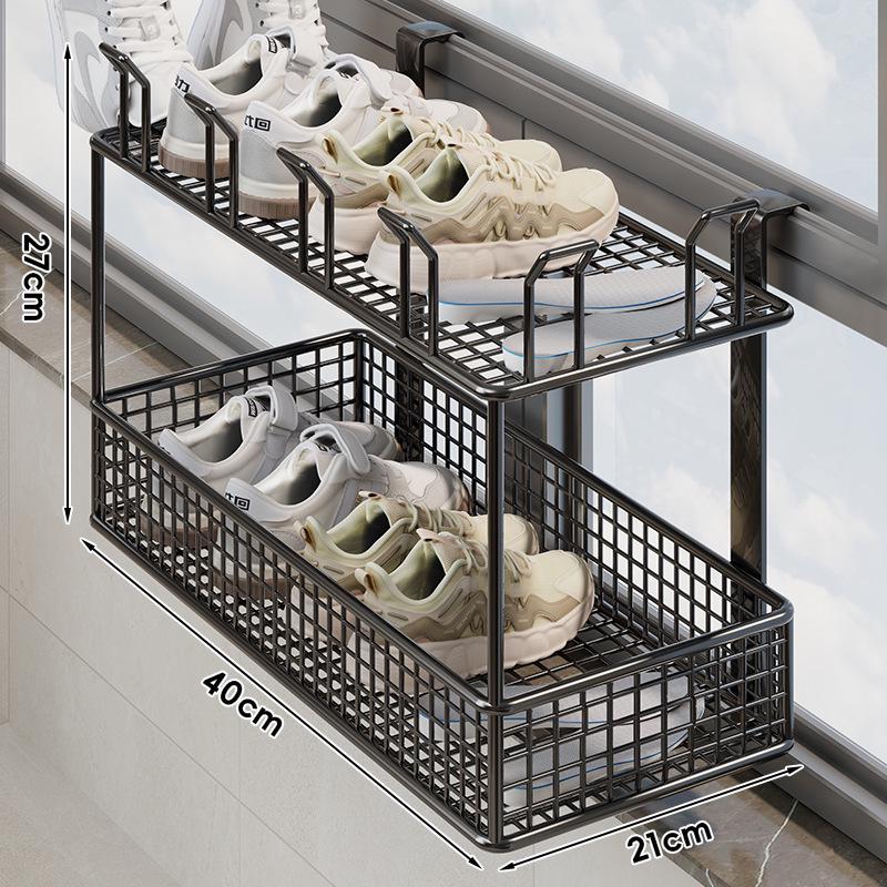 Outdoor Shoe and Clothes Drying Rack with Anti-Theft Window Hook