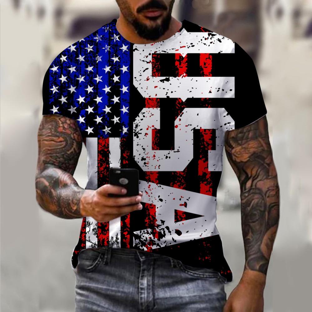 3D-gedrucktes T-Shirt mit amerikanischer Flagge für Männer