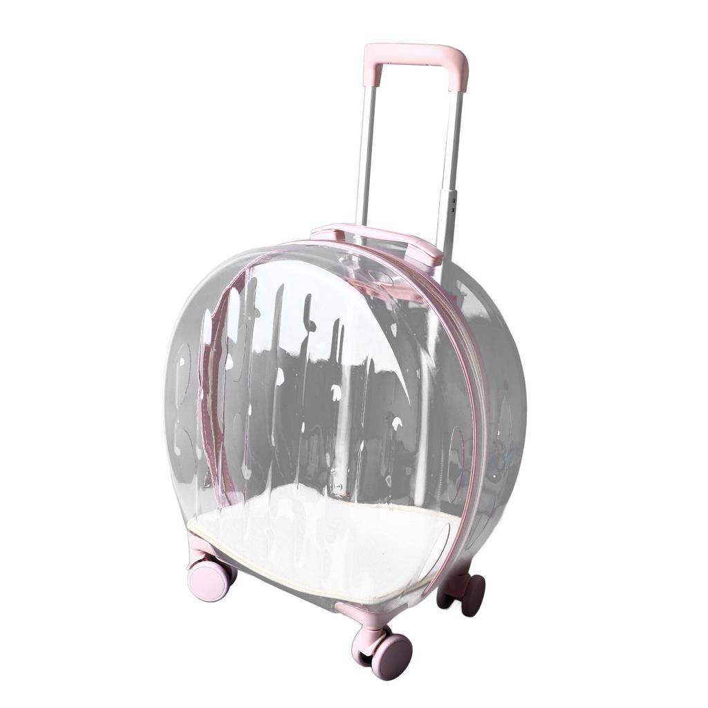 Cat Trolley Case Transparent Breathable Labor Saving Silent Moving Outdoor Rolling Pet Carrier for