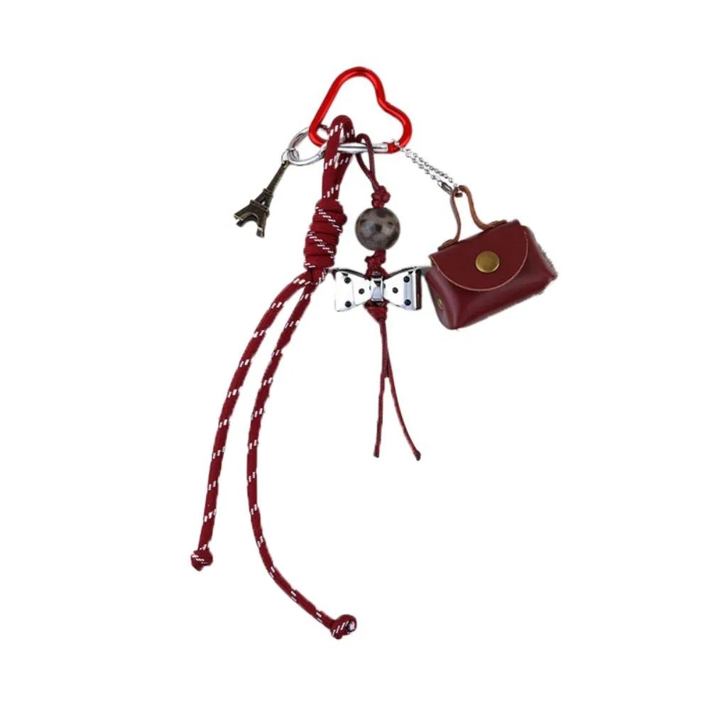 With Coin Purse Braid Rope Keychain Braid Bag Accessories Bow Bag Pendant Phone Lanyard Bag Hanging Weave Nylon Rope Ladies