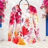 Aquarell-Blumenprint V-Ausschnitt Langarm Damen Krankenschwester Arbeitskittel Weich Atmungsaktiv Medizinische Gesundheitsversorgung Arbeitsbluse Mit Taschen