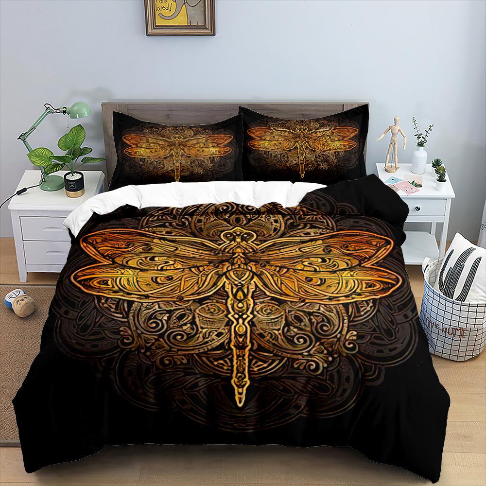 Mandala Duvet Cover Set Bohemian Style Yoga Eye Mandala Flower Dark Gold for Kid Boys Girl Polyester Bedding Set King Queen Size