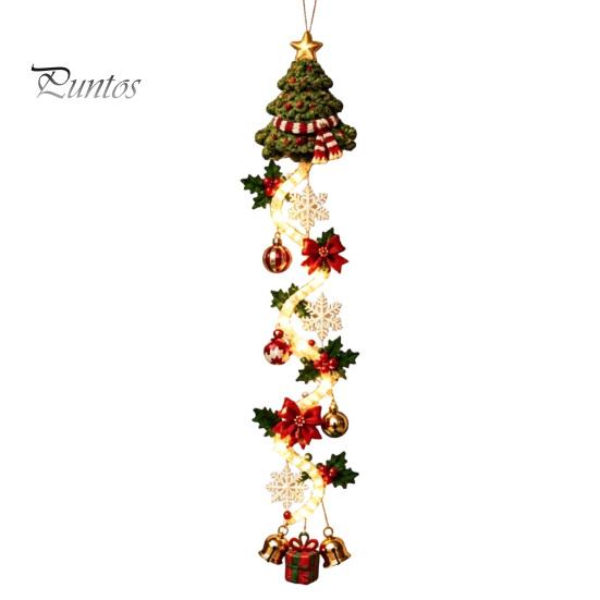 Snowflake Xmas Mantel Accents Glowing Christmas Door Hanger, Crochet Spiral Ornament with LED Lights, Snowman Santa Reindeer Decorative Winter