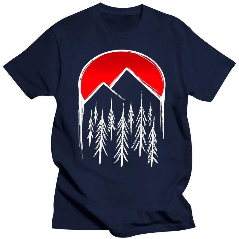 Vintage Twin Peaks T Shirts Men Red Pine Tree Moon High Quality Tops Short Sleeve Fashion Summer T-Shirt O Neck Cotton Tee Gift