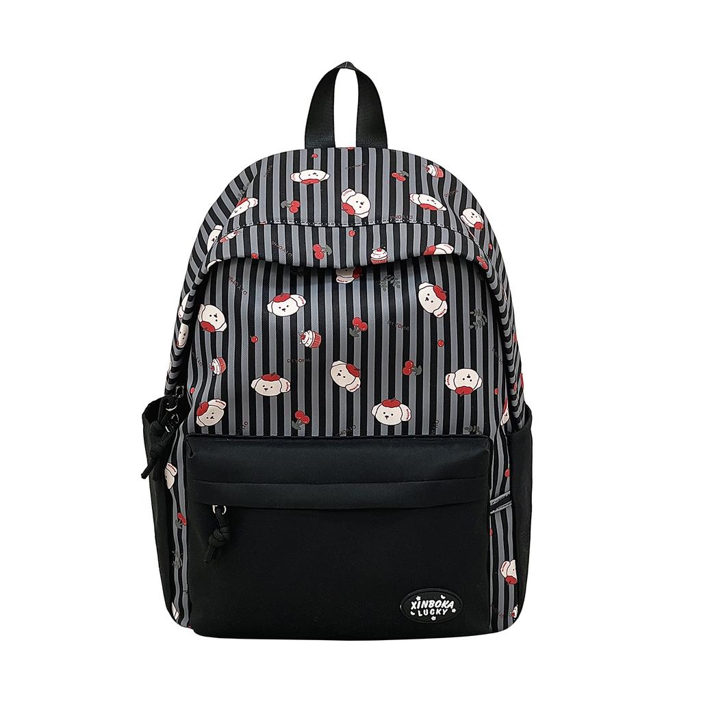 Schoolbag female Japanese ins fresh and sweet striped backpack junior high school students lightweight large capacity backpack high value