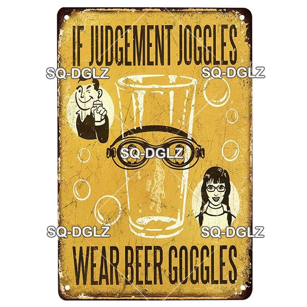 SQDGLZ Vintage Beer Tin Sign  Retro Metal Poster for Bar Wine Cocktail Kitchen Wall Decor  Classic Metal Plaque  Wall Sticker