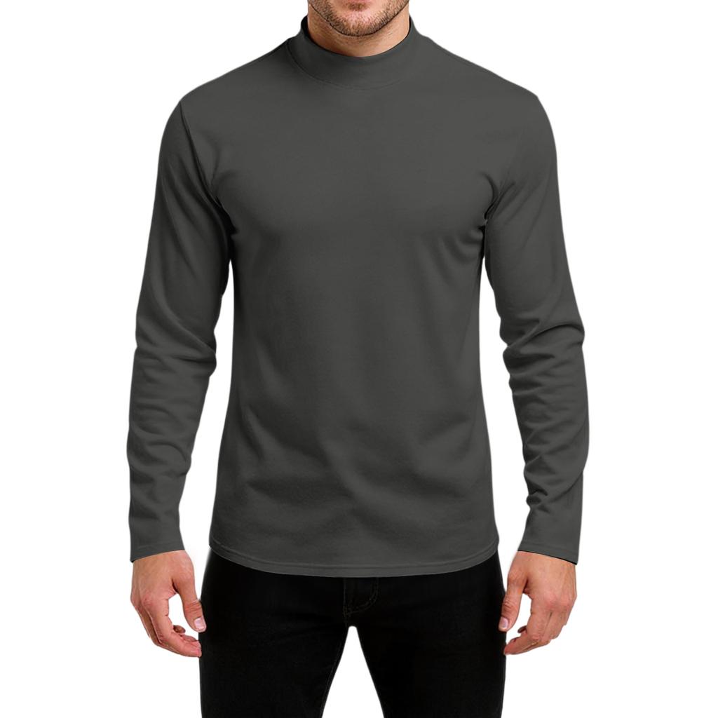 Men's Slim-Fit Casual  Neck Knit Long Sleeve Base Layer Top