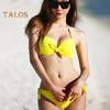 2 Teile/satz Sexy Bikini Set Neckholder Push-Up Einfarbig Bh Hohe Taille Schwimmen Slip Set Bowknot Dekoration Bademode