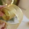 Transluzentes Polyesterband für Schleifen 2,5" x 2,2 Yards Gold Durchsichtig Weihnachtsbaumdekoration und Geschenkverpackung Verpackung, Netzstoff DIY Bastelarbeiten Floral