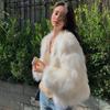 Winter New Elegant Long Sleeve Fox Fur Jackets Women Fashion Vintage Slim Plush Warm Casual Coats Women Solid Loose Office Ladies Jacket Tops 25879