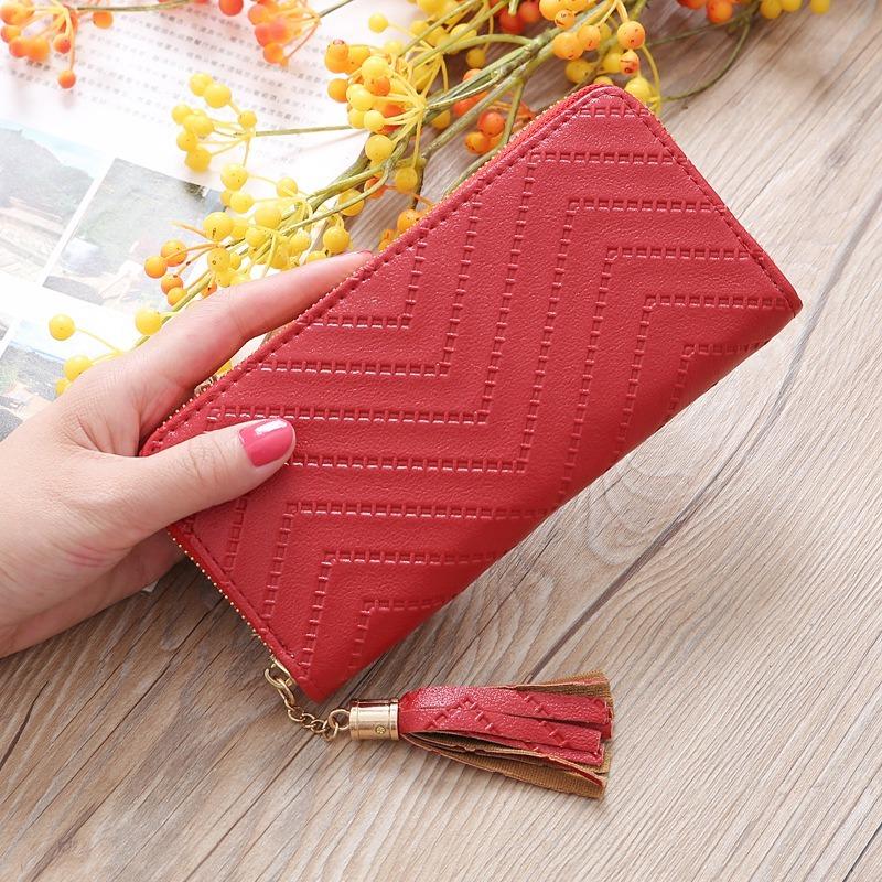 New Women's Wallet Long Zipper Student Bag Single Handle Carrying HandBags