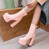Women High Waterproof High Heels Pumps Square Toe Platform Shoes Lady Dress Party Sexy Shoes Plus Size