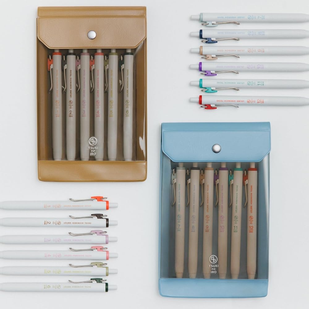 Hobonichi Notebook TSUKI No IRO/Uniball One July-December Set with Case, Notebook Accessory